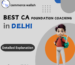 Commerce Wallah banner promoting the Best CA Foundation Coaching in Delhi, featuring a cheerful animated character holding a backpack and a clean, modern design."